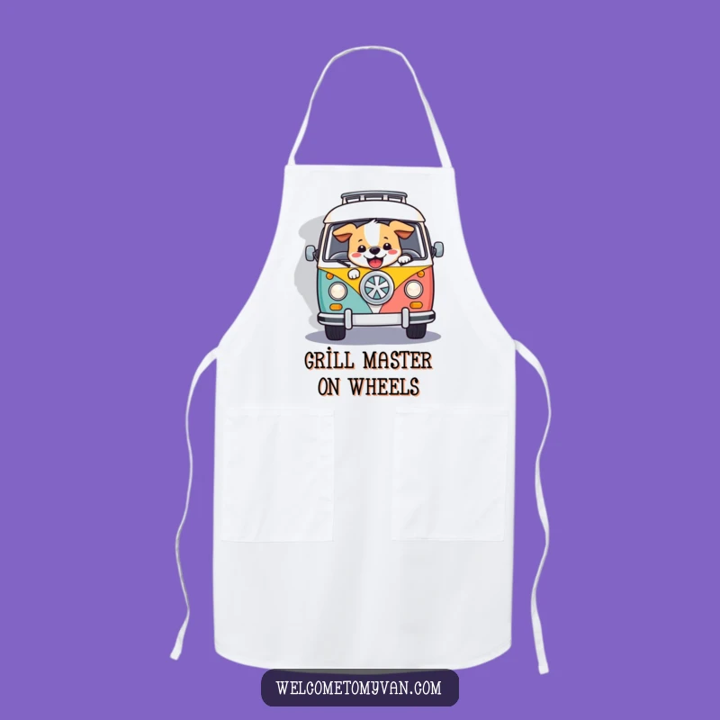 Funny Retro Van Dog Apron: Cook Up Laughs on Your Culinary Road Trip