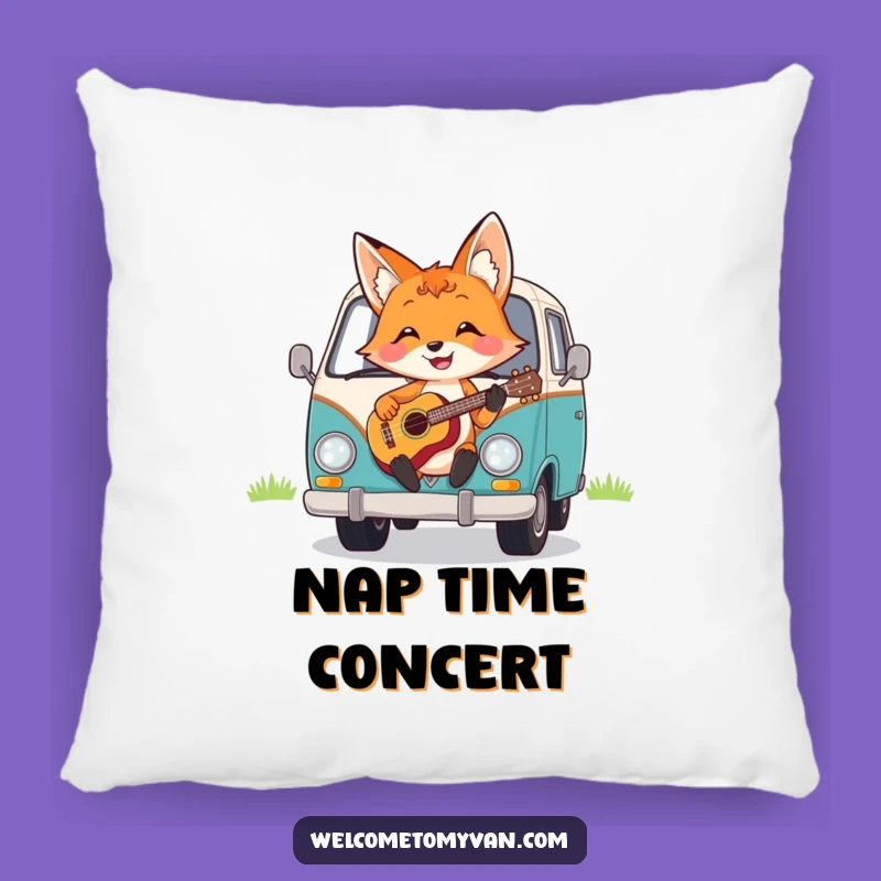 Funny Fox Ukulele Pillow: Cozy Comfort with Musical Vibes