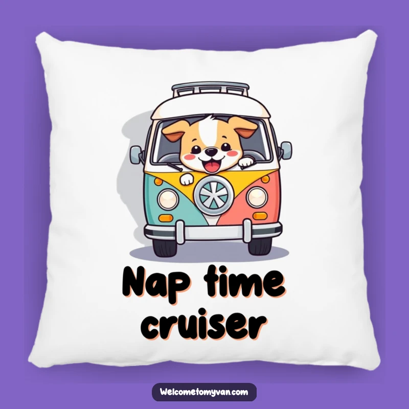 Funny Retro Van Dog Pillow: Cozy Canine Comfort & Road Trip Laughs