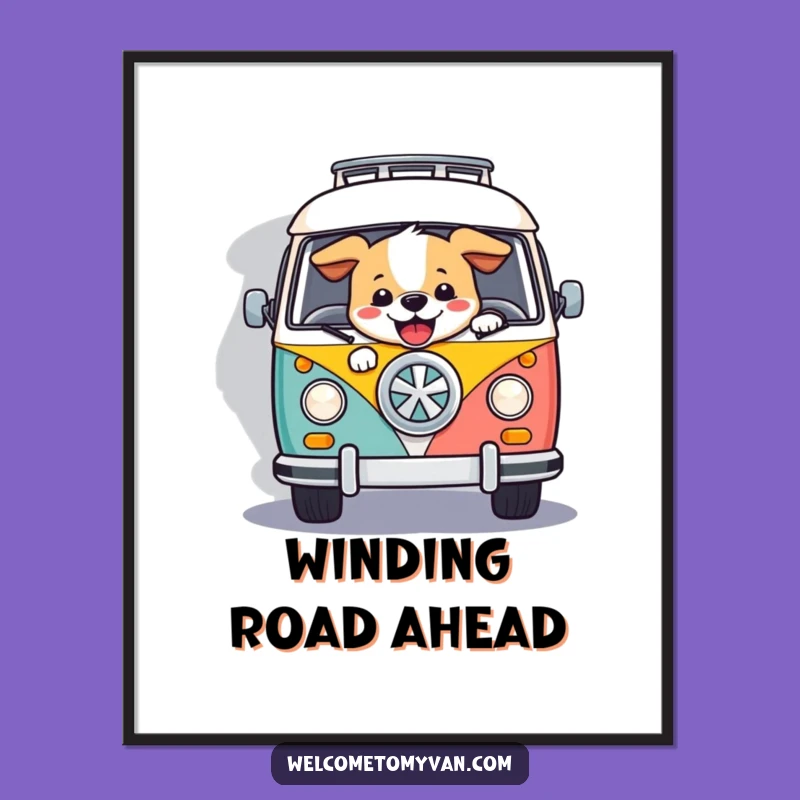 Funny Retro Van Dog Digital Print: Instant Joyful Road Trip Wall Art