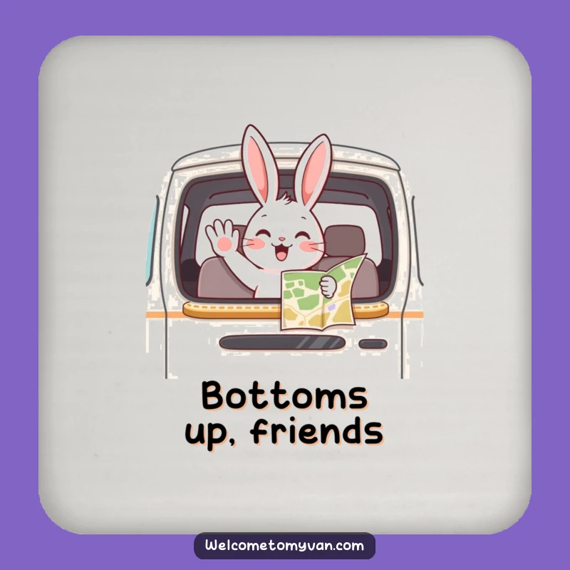 Funny Bunny Van Coaster Set: Protect Surfaces with Cute Charm