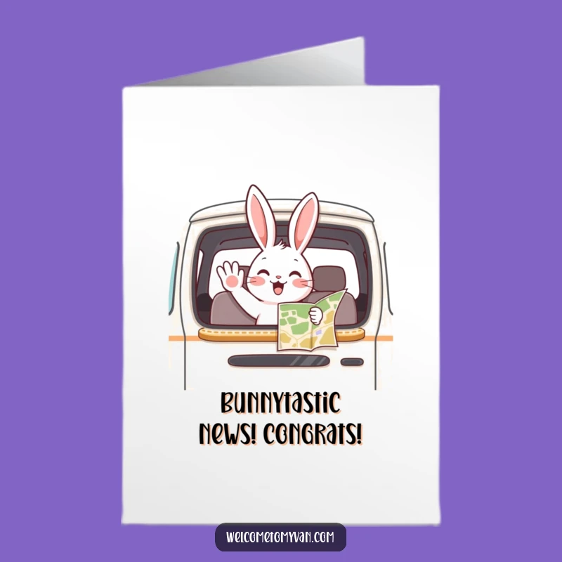Free Printable Congrats Card: Bunny Adventure Van, Funny Congrats Downloadable Gift