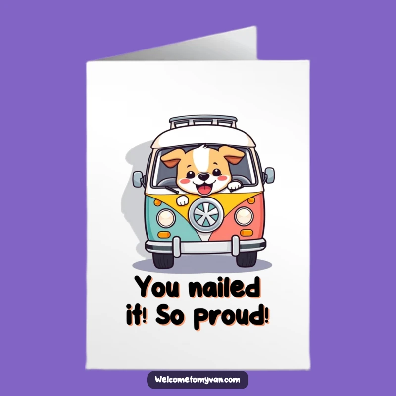 Free Printable Congrats Card: Hilarious Dog Van Adventure, Funny Congrats Downloadable Gift