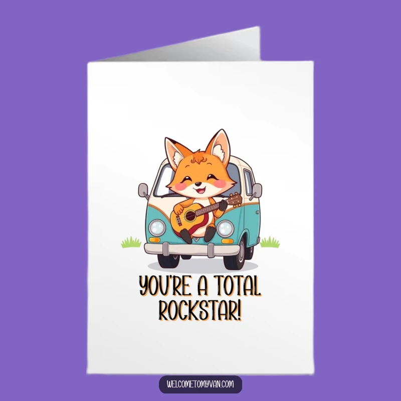 Free Printable Congrats Card: Fox Jam Session Van, Funny Congrats Downloadable Gift